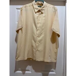 Cubavera Men's XL Yellow Short Sleeve Embroidered Button-Up Shirt Beach
